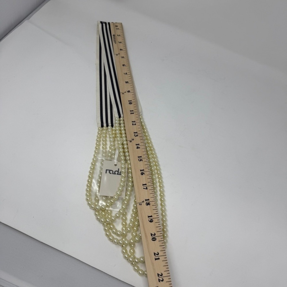 NWT‎ Anthropologie Radà Acessori Multi Strand Pearl and Striped Ribbon Necklace - Picture 7 of 10